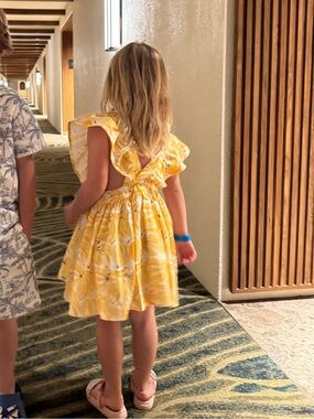 Worthy Threads Yellow banana print Ruffle Sleeve Sundress